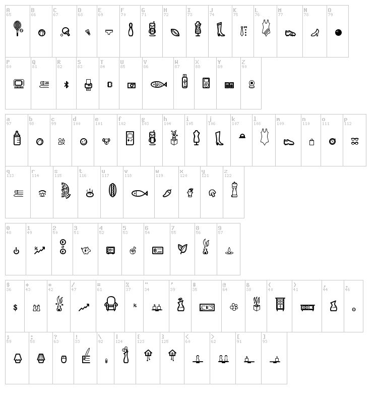 Dingpartment Store font map